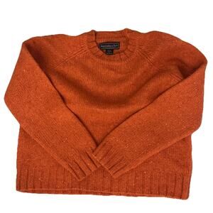 Vintage Abercrombie & Fitch Women's Size S 100% Wool Crew Neck Sweater Orange